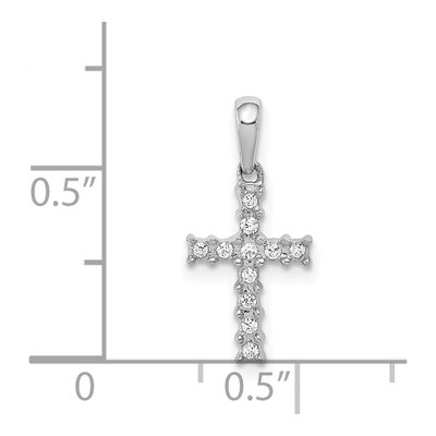 14K White Gold 1/20 ct tw Diamond Latin Cross Pendant – view 5