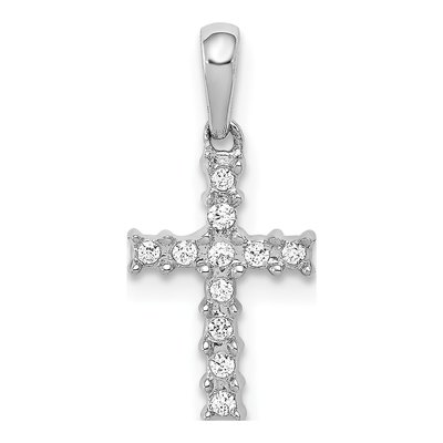 14K White Gold 1/20 ct tw Diamond Latin Cross Pendant