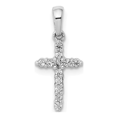 10K White Gold 1/10 ct tw Diamond Small Cross Pendant