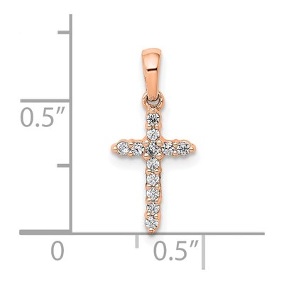 14K Rose Gold 1/10 ct tw Diamond Cross Pendant – view 4