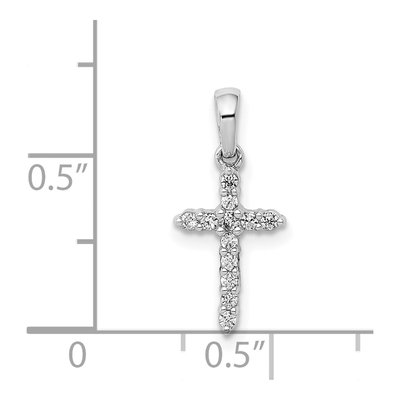 14K White Gold 1/10 ct tw Diamond Cross Pendant – view 5