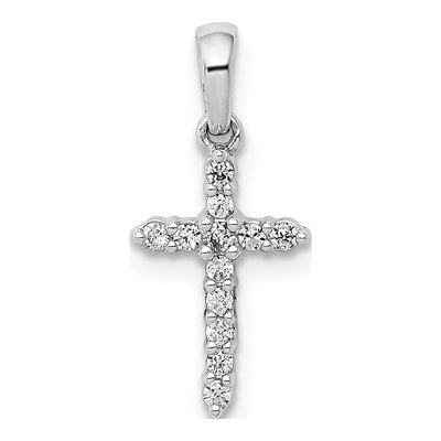 14K White Gold 1/10 ct tw Diamond Cross Pendant