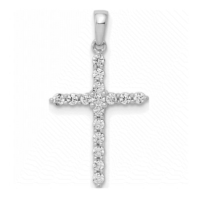10K White Gold 1/4 ct tw Diamond Cross Pendant