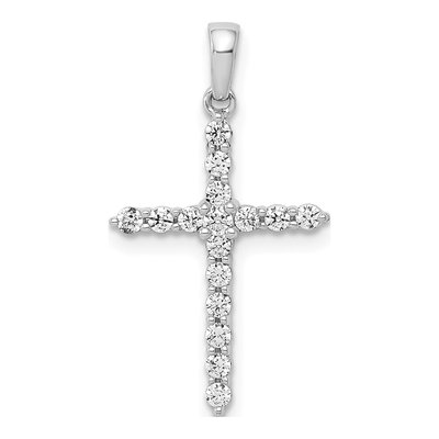 14K White Gold 1/4 ct tw Diamond Cross Pendant