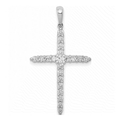 14K White Gold 1/2 ct tw Lab-Grown Diamond Cross Pendant