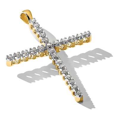 14K Yellow Gold 1/4 ct tw Diamond Cross Pendant – view 6