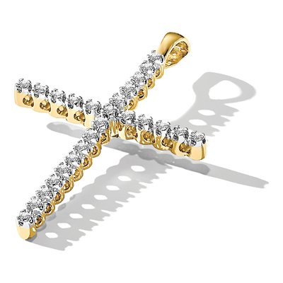 14K Yellow Gold 1/4 ct tw Diamond Cross Pendant – view 7