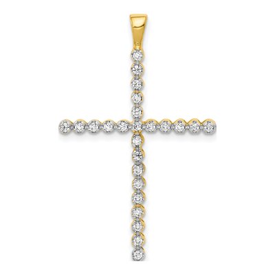 14K Yellow Gold 1/4 ct tw Diamond Cross Pendant