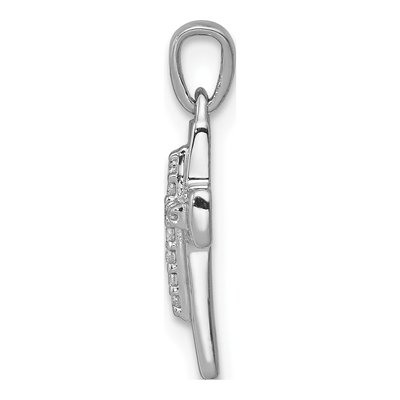 10K White Gold 1/20 ct tw Diamond Small Latin Cross Pendant – view 2