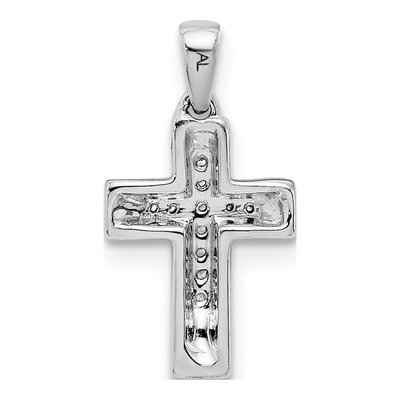10K White Gold 1/20 ct tw Diamond Small Latin Cross Pendant – view 3
