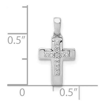 10K White Gold 1/20 ct tw Diamond Small Latin Cross Pendant – view 4