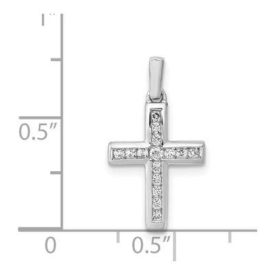 14K White Gold 1/6 ct tw Diamond Latin Cross Pendant – view 4