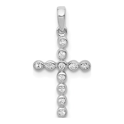 10K White Gold 1/10 ct tw Diamond Cross Pendant