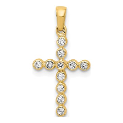 10K Yellow Gold 1/10 ct tw Diamond Cross Pendant