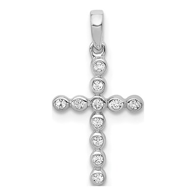 14K White Gold 1/10 ct tw Diamond Cross Pendant