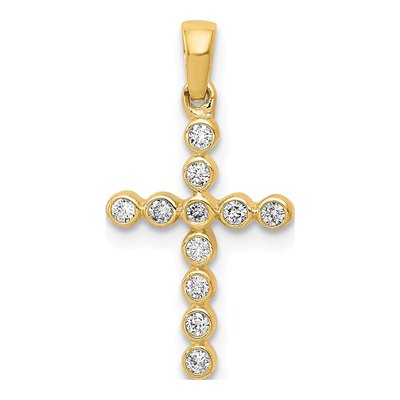 14K Yellow Gold 1/10 ct tw Diamond Cross Pendant