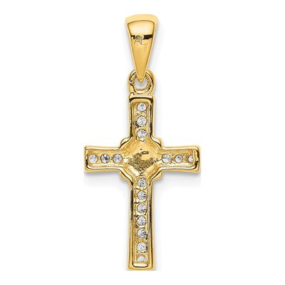 10K Yellow Gold 1/6 ct tw Diamond Latin Cross Pendant – view 3
