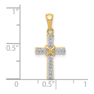 10K Yellow Gold 1/6 ct tw Diamond Latin Cross Pendant – view 4