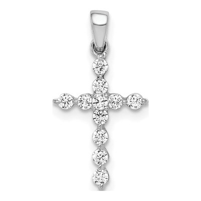 10K White Gold 1/4 ct tw Diamond Cross Pendant