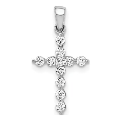 14K White Gold 1/4 ct tw Diamond Cross Pendant