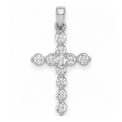 10K White Gold 3/8 ct tw Diamond Cross Pendant