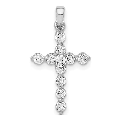 14K White Gold 3/8 ct tw Diamond Cross Pendant
