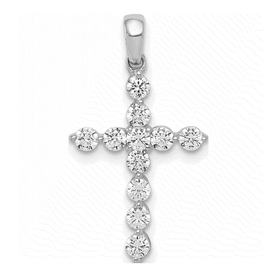 10K White Gold 1/2 ct tw Diamond Cross Pendant