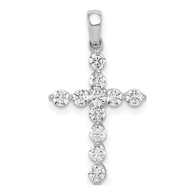 14K White Gold 1/2 ct tw Lab-Grown Diamond Cross Pendant