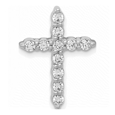 10K White Gold 1/2 ct tw Diamond Cross Slide Pendant