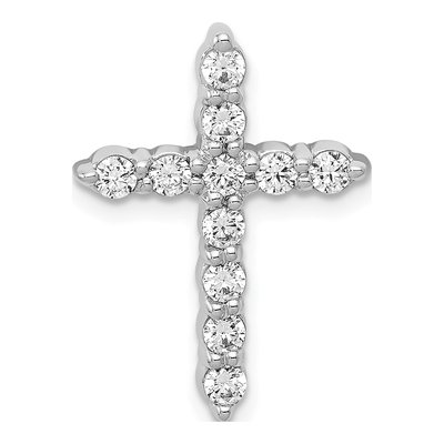 14K White Gold 1/2 ct tw Lab-Grown Diamond Cross Slide Pendant