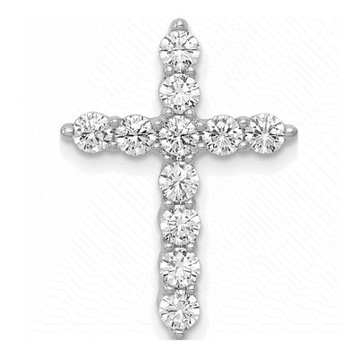 10K White Gold 3/4 ct tw Diamond Cross Slide Pendant