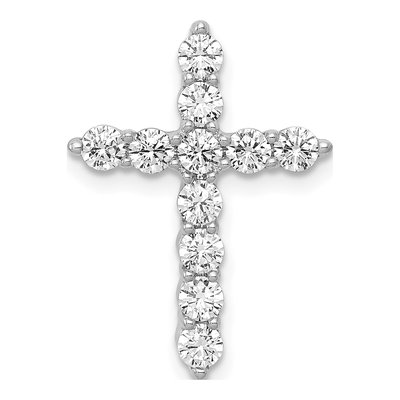 14K White Gold 3/4 ct tw Lab-Grown Diamond Cross Slide Pendant