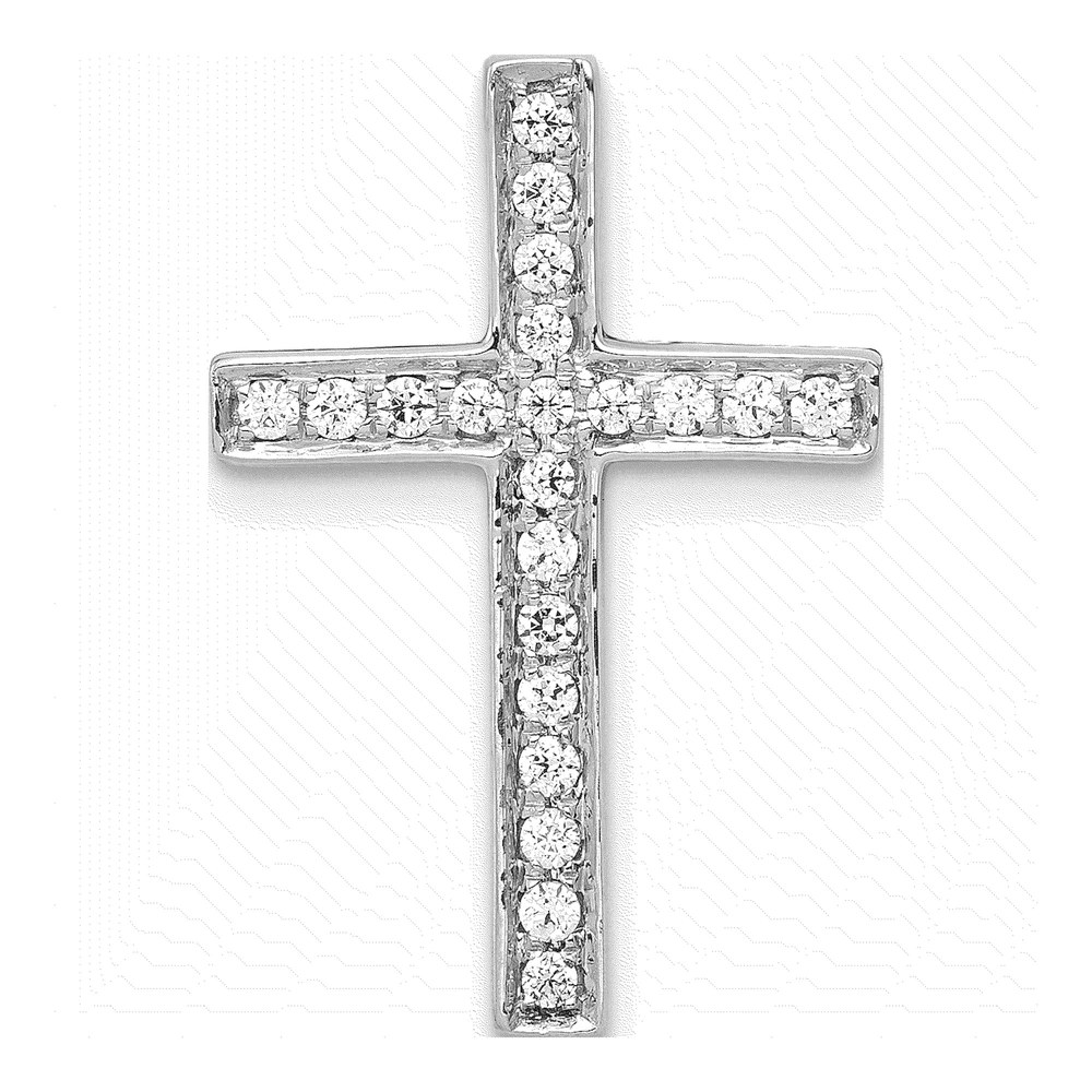 10K White Gold 1/5 ct tw Diamond Latin Cross Slide Pendant