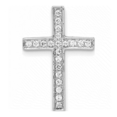 10K White Gold 1/5 ct tw Diamond Latin Cross Slide Pendant