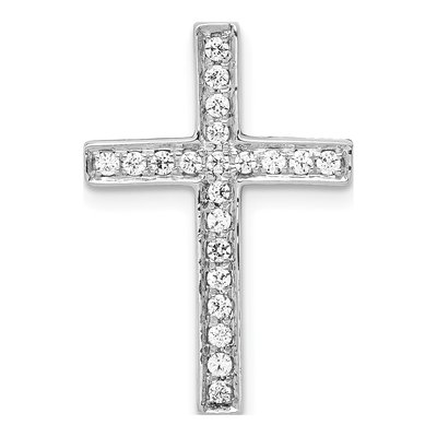 14K White Gold 1/5 ct tw Diamond Cross Omega Slide Pendant