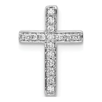 10K White Gold 1/6 ct tw Diamond Latin Cross Slide Pendant