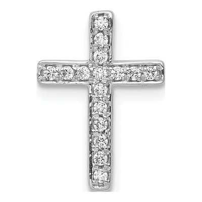 14K White Gold 1/6 ct tw Diamond Latin Cross Slide Pendant