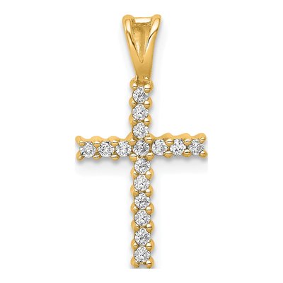 10K Yellow Gold 1/6 ct tw Diamond Latin Cross Pendant