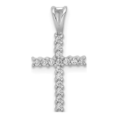 14K White Gold 1/6 ct tw Diamond Latin Cross Pendant