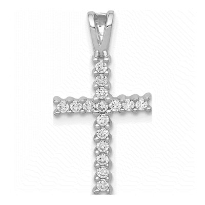 10K White Gold 1/4 ct tw Diamond Latin Cross Pendant