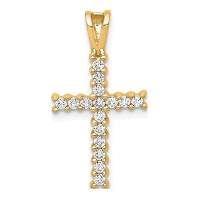 10K Yellow Gold 1/4 ct tw Diamond Latin Cross Pendant