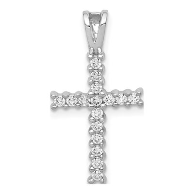 14K White Gold 1/4 ct tw Diamond Latin Cross Pendant