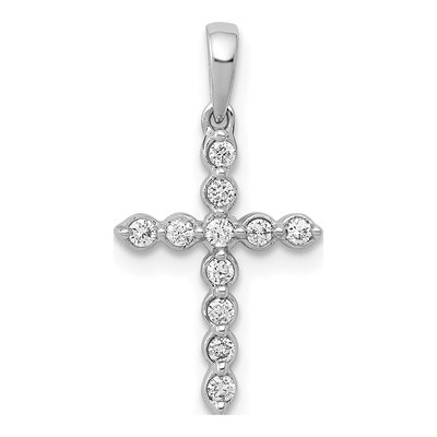 10K White Gold 1/10 ct tw Diamond Cross Pendant