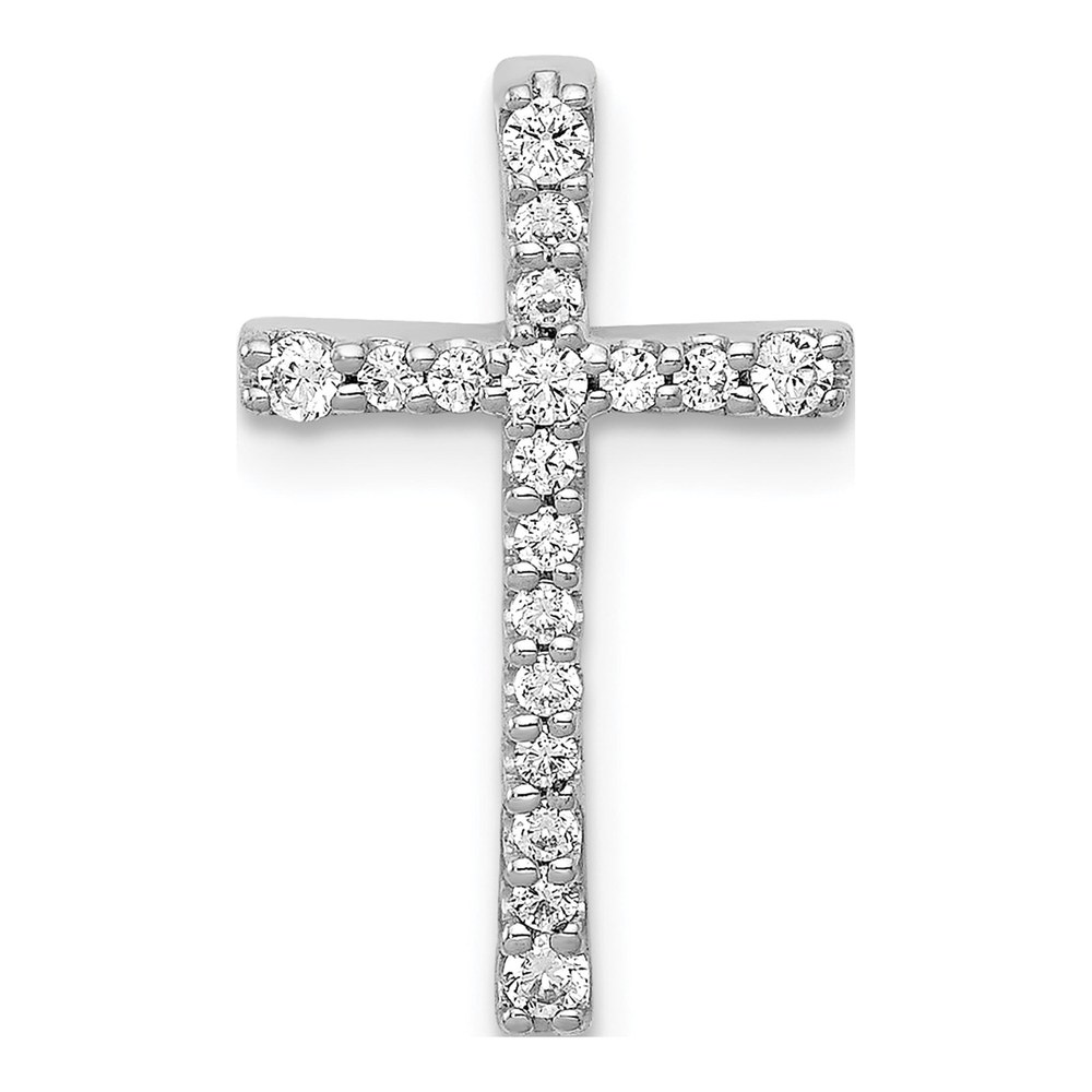 14K White Gold Diamond Latin Cross Slide Pendant