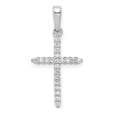 10K White Gold 1/6 ct tw Diamond Cross Pendant
