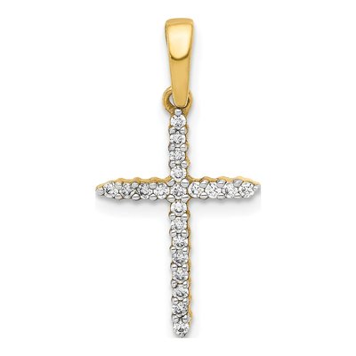 10K Yellow Gold 1/6 ct tw Diamond Cross Pendant