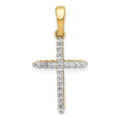 14K Yellow Gold 1/6 ct tw Diamond Cross Pendant