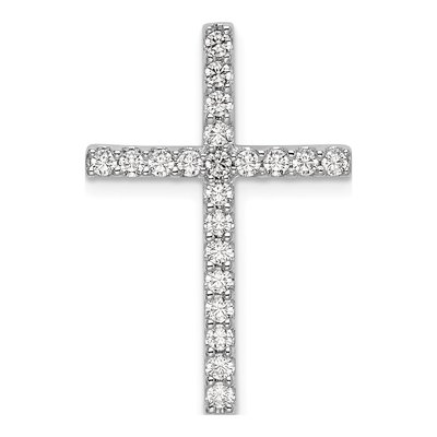 10K White Gold 1/2 ct tw Lab-Grown Diamond Cross Slide Pendant