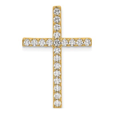 10K Yellow Gold 1/2 ct tw Lab-Grown Diamond Cross Slide Pendant