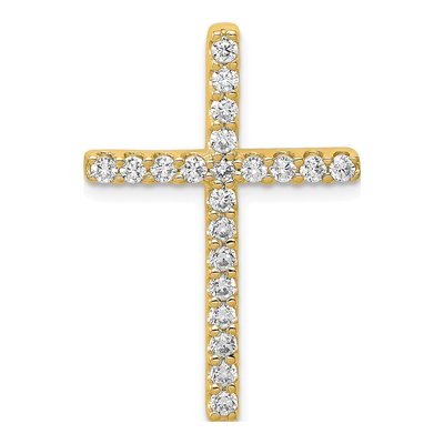 14K Yellow Gold 1/2 ct tw Lab-Grown Diamond Cross Slide Pendant